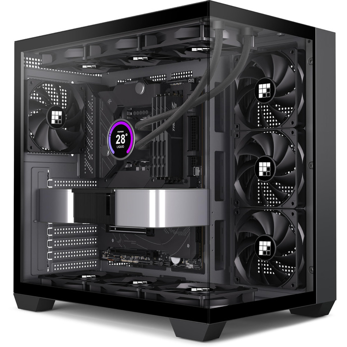 Корпус для ПК FOIFKIN F300: Mid-Tower, ATX, з 4 вентиляторами, 270° скло, Type-C (Чорний)