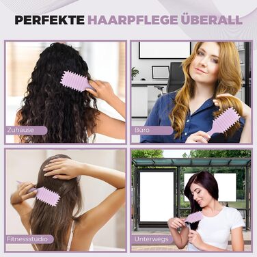 Преміум щітка для волосся Lockenbürste - для кучерявого волосся, біо-щітка без заплутування, щетина дикого кабана, оригінальна 3-в-1 стилінг-щітка для модних кучерявих зачісок (Ліловий)
