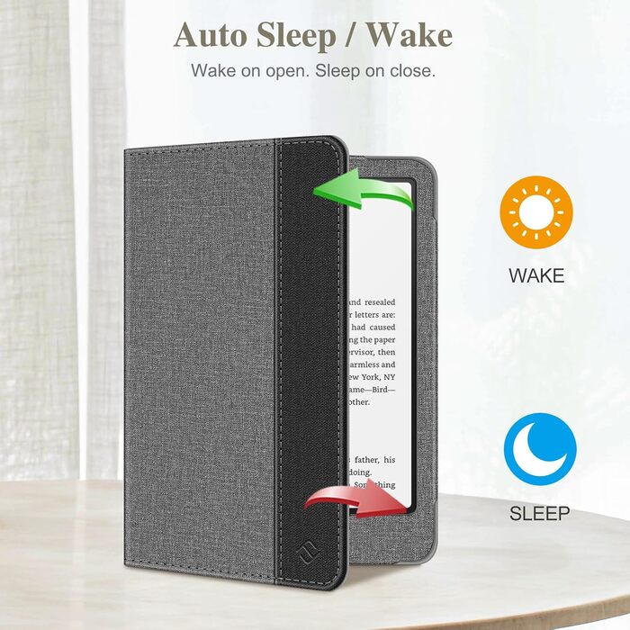 Чохол Fintie для Kindle Paperwhite 12-го покоління (2024/2025), Kindle Colorsoft/Signature Edition, з підставкою, петлею та авто-вимиканням, чорний (сірий/чорний)