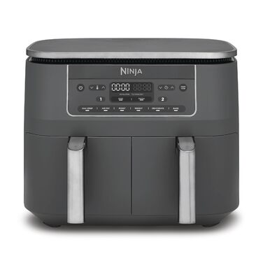 Фритюрниця Ninja Dual Zone Digital Air Fryer DZ400EU, 9.5L, 6-в-1, 2 відсіки, металевий сірий, для смаження, запікання, підігріву