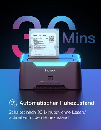 Док-станція Inateck USB 3.0 для HDD/SSD 2.5/3.5 дюймів, Dual-Dock, підтримка Offline-клонування, RGB, SA02002