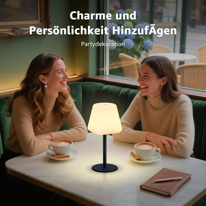 MALUX LED Акумуляторна Настільна Лампа, Бездротова, 8 Кольорів, IP44 Водонепроникна, для Дому, Саду, Готелю, Балкону, Кегль