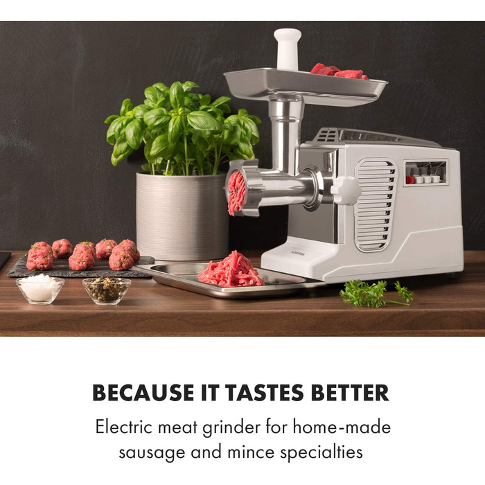Klarstein Kraftprotz 700W Electric Meat Grinder - Copper Motor, 2 Speeds, Reverse, Aluminum Housing, Stainless Steel Blades