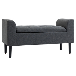 HOMCOM Storage Bench with Cushion, Ottoman, Storage Stool, Chest Seat, Load Capacity up to 130 kg, Linen-Touch Dark Grey, 116 x 44 x 58 cm for Entryway & Living Room