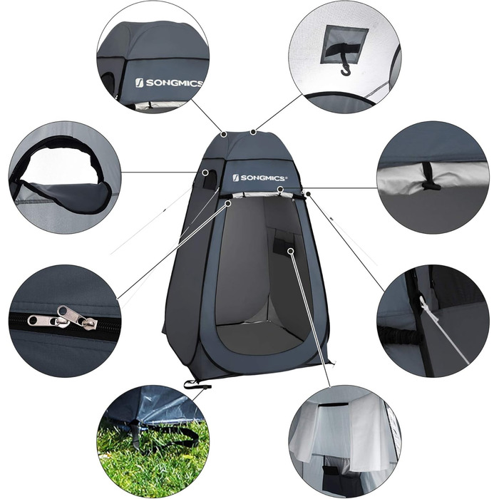 SONGMICS Pop-Up Privacy Tent - Outdoor Shower & Toilet Tent for Camping, Fishing, Beach - Portable Changing Room with Carry Bag