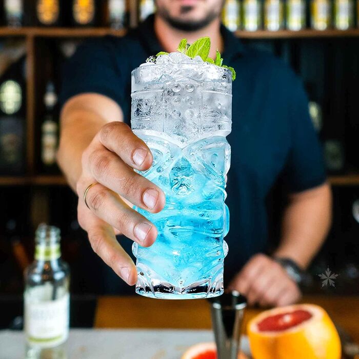 Набір склянок Tiki, 170-400 мл, прозорі, для екзотичних коктейлів, Mai Tai, гавайських коктейлів, тропічної тематики