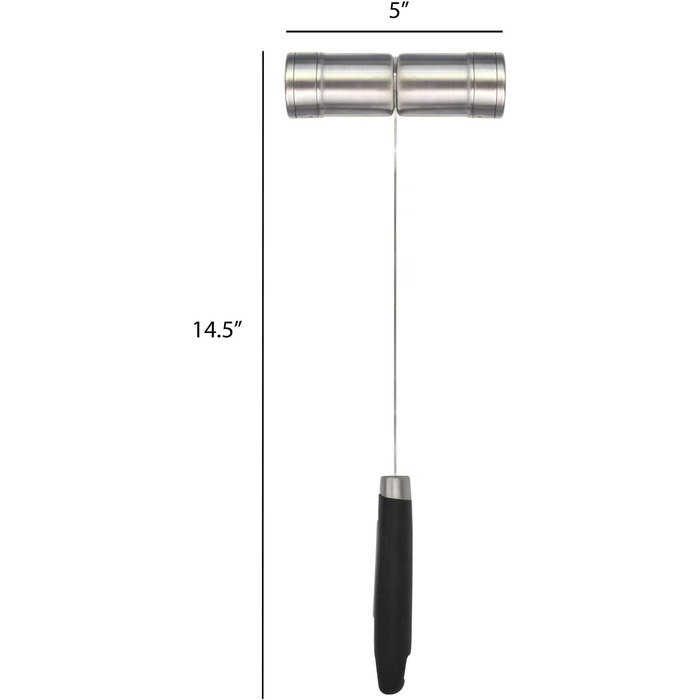 Jim Beam stainless steel salt and pepper shakers with long, soft handles, large, silver-colored