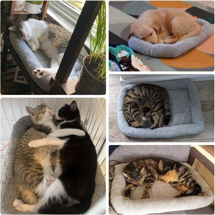 М'яке ліжко для котів та собак Namsan, плюшеве, теплий килимок, 45x60 см, сірий