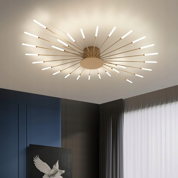 Сучасна золота люстра-підвіс LED для вітальні, 4500K, 28W