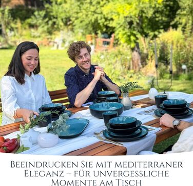 Набір посуду Steingut Ibiza 48 предметів на 12 осіб - Petrol (Чистий Living)