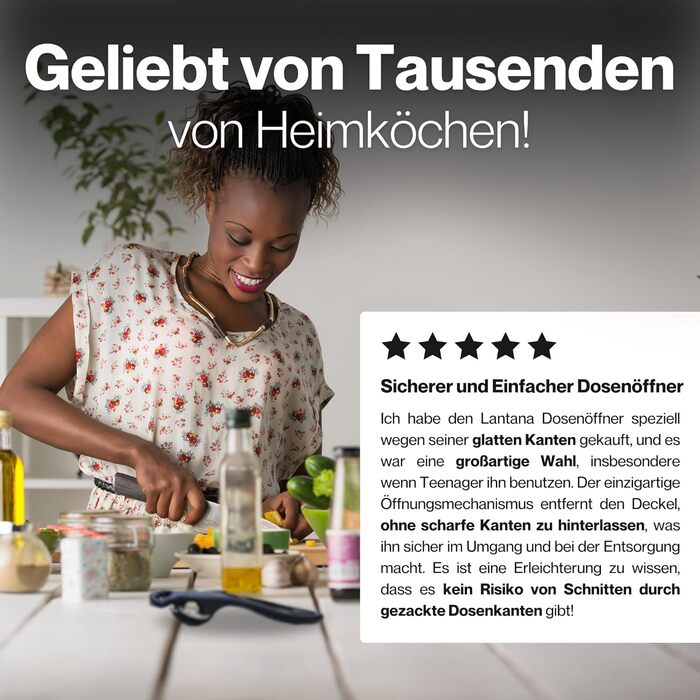 Відкривачка для консервів Lantana 2-в-1 з відкривачем для пляшок – чорний/нержавіюча сталь