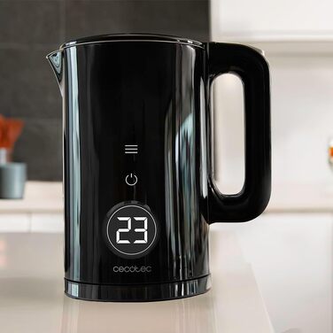 Електричний чайник Cecotec Thermosense 600 Touch Neo, 1.7 л, сенсорний дисплей, 2200 Вт, нержавіюча сталь, 7 температурних режимів, автовимкнення, чорний