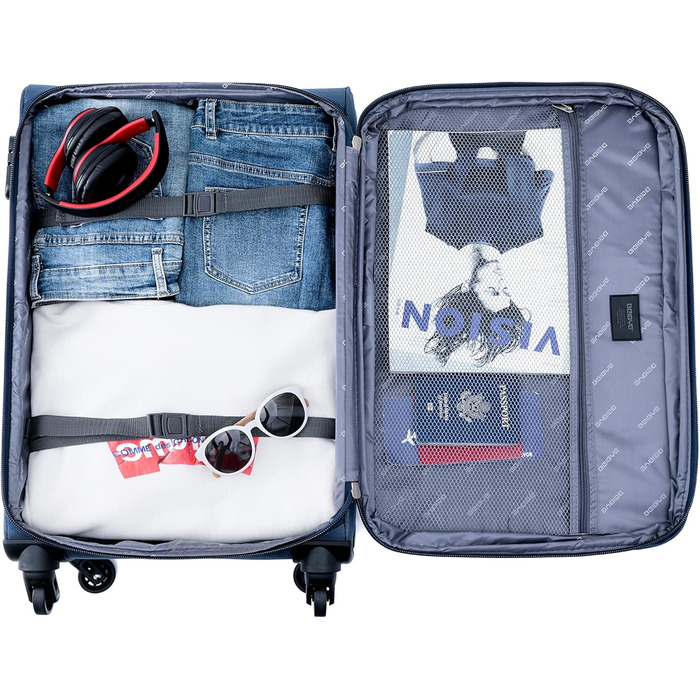 Чемодан тканинний BEIBYE, чорний, XL (74 см) з кодовим замком та додатковою кишенею