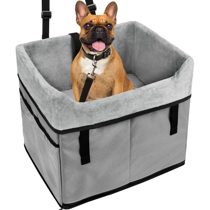 Автокрісло для собак маленьких порід, переноска-бустер для собак до 11,3 кг (сірий)