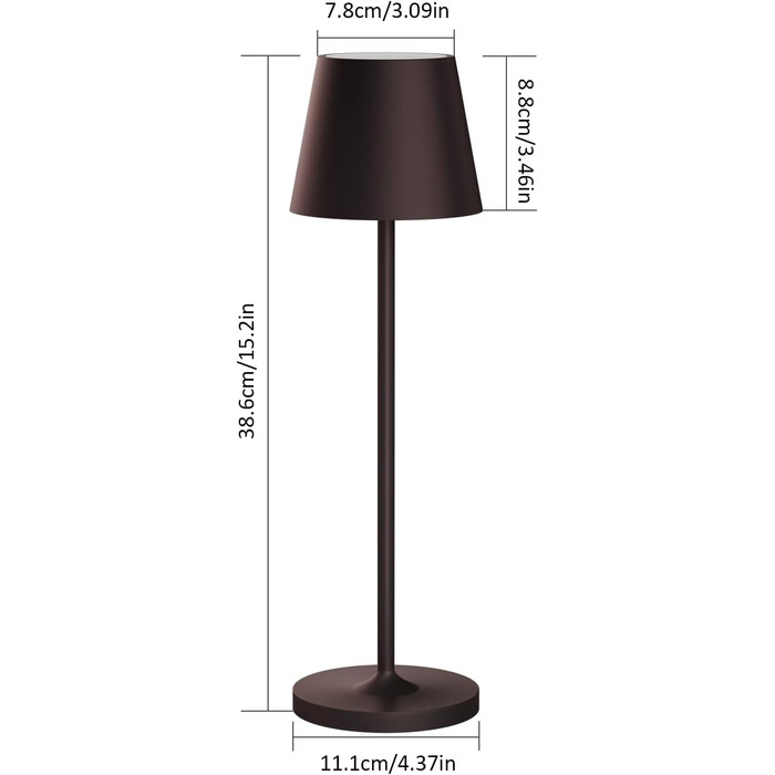 LED акумуляторна настільна лампа K-Bright диммер | Тепле світло | Для дому та вулиці | USB зарядка | Бронза