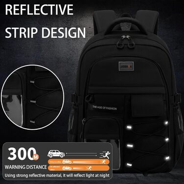 Чорний шкільний рюкзак для підлітків та дорослих: міцний, водонепроникний, для середньої школи та гімназії