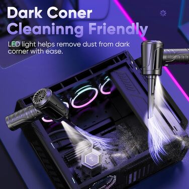 Електричний пилосос для клавіатури Staubgebläse, 3 швидкості, 91000 об/хв, акумулятор 7600mAh, USB зарядка, щітка для чищення, для ПК, ноутбука, авто, дивану, офісної техніки