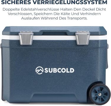 Subcold MOBI Rollkühlbox 45L: Ізольована сумка-холодильник на колесах для подорожей, авто, кемпінгу. PU-ізоляція, блакитний колір