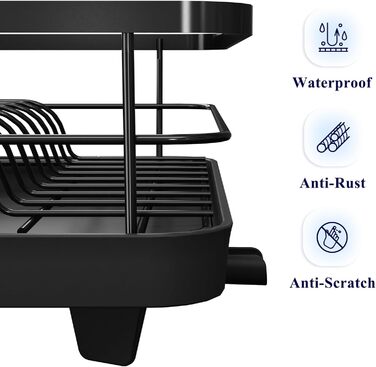 Dish Drying Rack, Space-Saving Dish Rack, Dish Organizer for Countertop, Durable Kitchen Drying Rack Made of Stainless Steel with Cutlery Holder, Dish Drying Stand