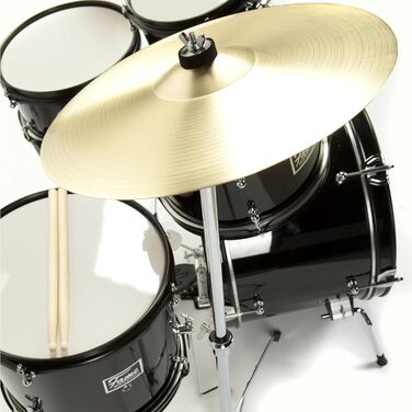 Fame 5-Piece Drum Set Black - Комплект барабанів з аксесуарами, включаючи бас-барабан, томи, малий барабан, стійки та табурет