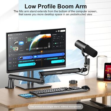 Кріплення для мікрофону Aokeo AK-55 - низькопрофільний тримач для HyperX QuadCast, Elgato Wave, Shure SM7B, Blue Yeti, Blue Snowball, студійне запису