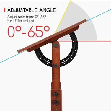 MEEDEN Vintage Wooden Art Drafting Table - Adjustable Height Drawing Desk for Artists, Crafting, Reading & Writing