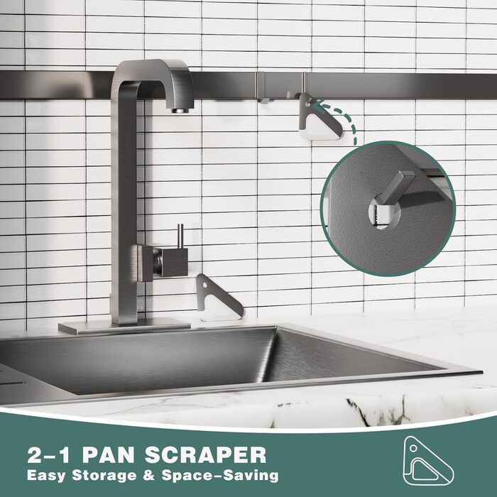 Scraper, 2-in-1 Pot and Pan Dish Scraper, Nylon and Silicone, Kitchen Scraper Tools for Cast Iron Pans, Cookware, Dishes, Pans and Pots, Heat Resistant, 3-Piece Set