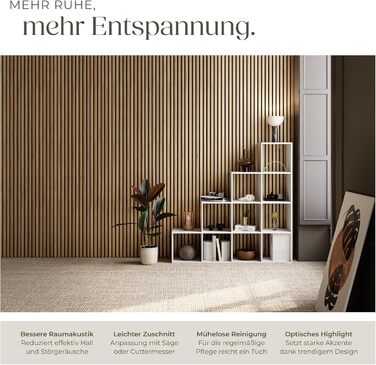 Набір 3D акустичних панелей tectake під дерево 120 x 60 x 2,1 см, шумопоглищаючі стінові панелі для вітальні та кухні, дуб (4 шт.)