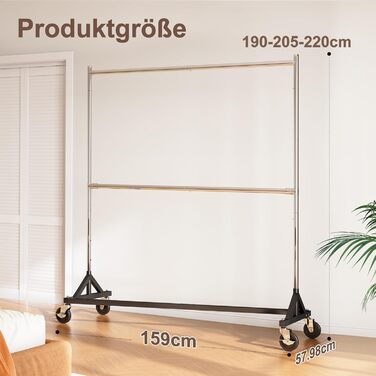 Комерційний вішак для одягу HOKEEPER на Z-підставці, вантажопідйомність 250 кг, міцний вішак для важких речей, регульована штанга для одягу на колесах, 58x159x220 см