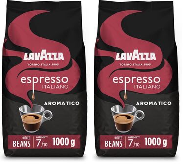Кава в зернах Lavazza Aromatico, суміш арабіки та робусти, середній обсмал, нотки какао та спецій, інтенсивність 8/10, 1 кг