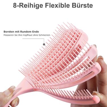 Щітка для кучерявого волосся: розплутування, розгладження, для мокрого та сухого волосся, зменшення пошкоджень, для жінок, чоловіків, дітей (Рожевий/Блакитний)