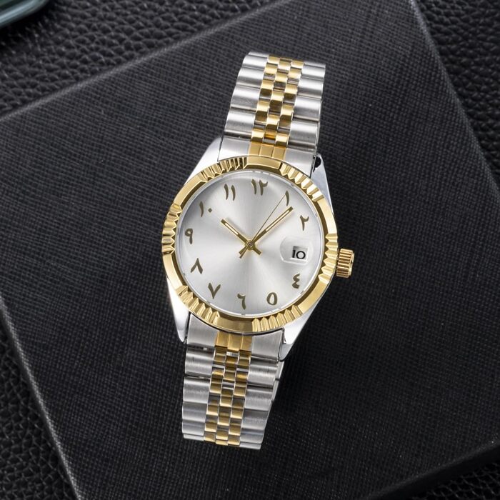 Елегантні механічні годинники з арабськими цифрами, автоматичним заводом, датою, 38 мм, чоловічі (срібні)