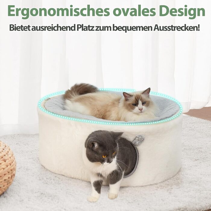 Кітчеве ліжко GUUSII HOME для котів: затишна печерка, м'яке гніздо, 60x45x27 см