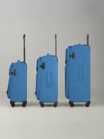 Набір валізак Smartbox 3-в-1 для жінок та чоловіків | Легкі та міцні валізи-ролери, якісний softcase, 4 колеса та кодовий замок | Розширювані валізи (Edition 04) Slate-blue