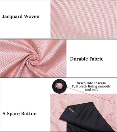 Костюмний жилет чоловічий DiBanGu для весілля з краваткою, нагрудником та краватковою хустинкою, сріблястий візерунок Paisley (L, Рожеве золото)