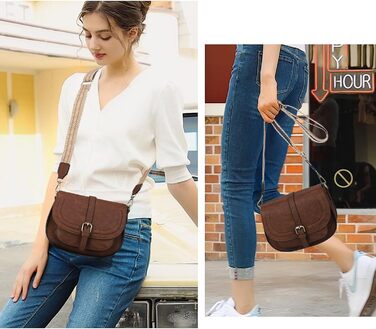 Сумка жіноча AFKOMST через плече з PU шкіри, коричнева хвиля. Регульований знімний ремінець.