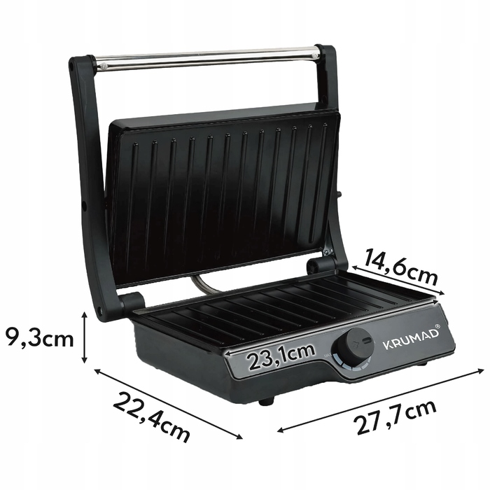 Електричний контактний гриль KRUMAD KMD159, чорний, 2000 Вт