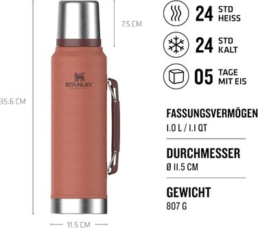 Термос Stanley Classic Legendary: 1041 мл, зелений, нержавіюча сталь, 15-48 годин, BPA-Free, для напоїв