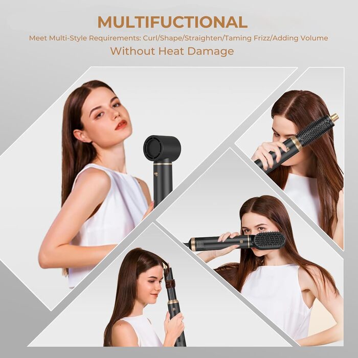 Набір для укладки волосся Souvik: щітка-фен, плойка, об'єм, сушка. Чорний