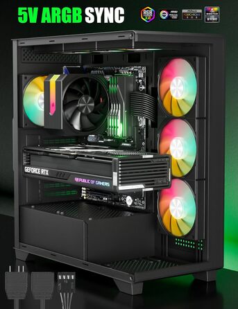 upHere Кулер для CPU з ARGB підсвічуванням, 4 теплові трубки, 120мм вентилятор, сумісний з AMD AM4 AM5/Intel 2011/2066, ПК кулер up1KC4