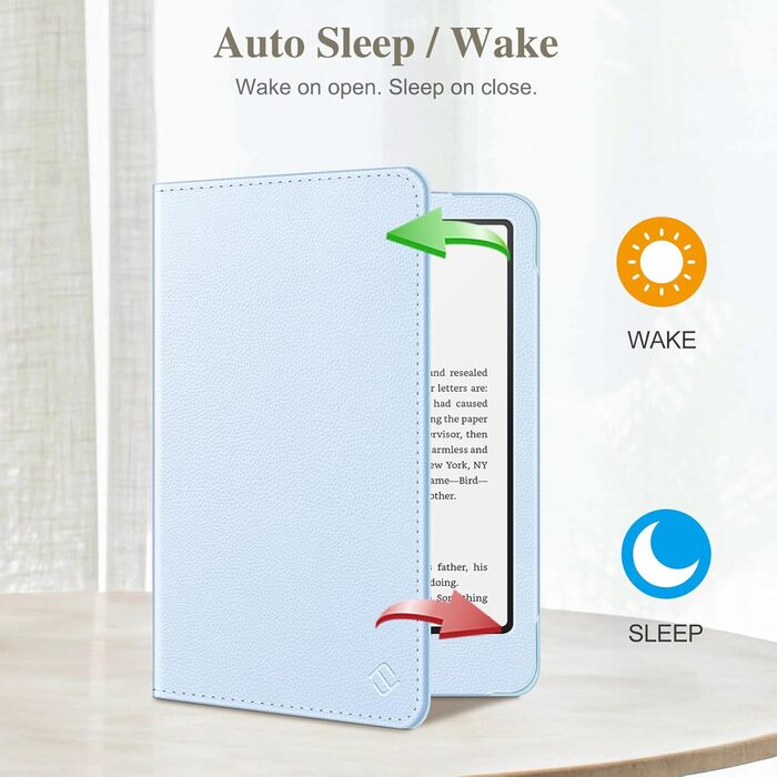 Чохол Fintie для Kindle Paperwhite 12-го покоління (2024/2025) з підставкою, петлею та авто-сном, чорний (небесно-блакитний)