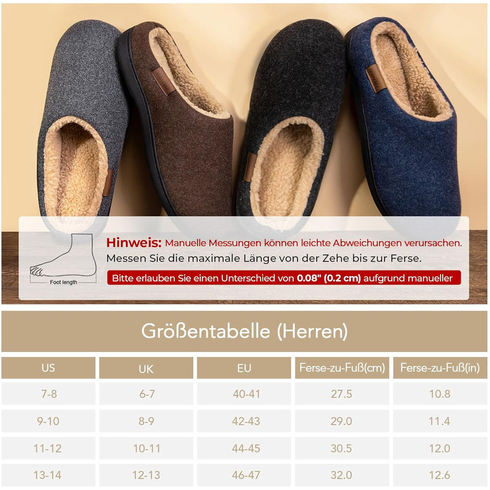 Чоловічі плюшеві тапочки VeraCosy з ефектом Sherpa, Memory Foam, антиковзаюча підошва, домашні тапочки, синій, 42/43 EU