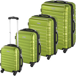 Набір валіз Tectake® 4 шт. з TSA замком, жорсткий корпус, набір ролерів, ABS, 4 колеса, 360°, телескопічна ручка - зелений