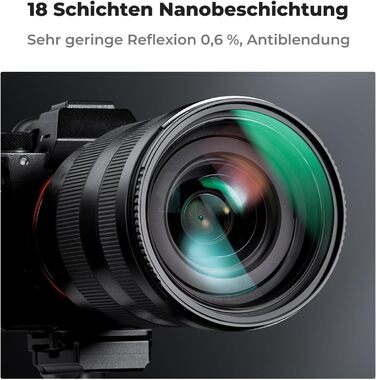 Фільтр UV K&F Concept 58mm з кришкою для об'єктива, серветкою для очищення, захисним фільтром з 18-шаровим нанопокриттям (Nano Klear)