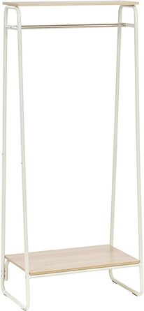 Iris Ohyama Clothes Rack with Wooden Shelves, 4 Levels, White, Modern Design, Robust Frame, Non-Slip, For Bedroom, Studio, Closet, Clothes & Shoes, Laundry Rack, Easy Assembly, (White, Shelves 2)