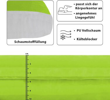 Каремат туристичний ALPIDEX Isomatte Camping, 200x66x10 см, самонадувний, ізолюючий, Lime