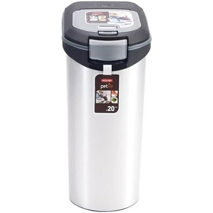 Контейнер для корму Curver Tier-Futter-Container 20 кг, 54 л, чорний/сріблястий, з роликами