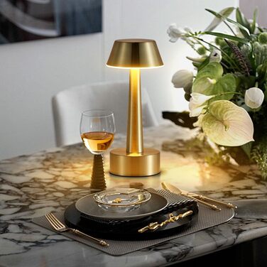 Бездротова лампа OCEST USB, акумуляторна настільна лампа для дому та саду, 3 кольори, сенсорне регулювання яскравості, золота