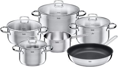Silit Scalea 6-Piece Induction Cookware Set - Stainless Steel Pots and Pans with Glass Lids