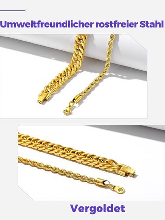 Набір браслетів для чоловіків Richsteel з нержавіючої сталі, 3 шт., чорний/сталь/золотий, 9/8/4 мм, довжина 19/21/23 см, для подарунка